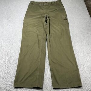 OTAVAN Pants Mens 35x32 Green Canvas Cargo Relaxed Straight Leg Workwear Outdoor